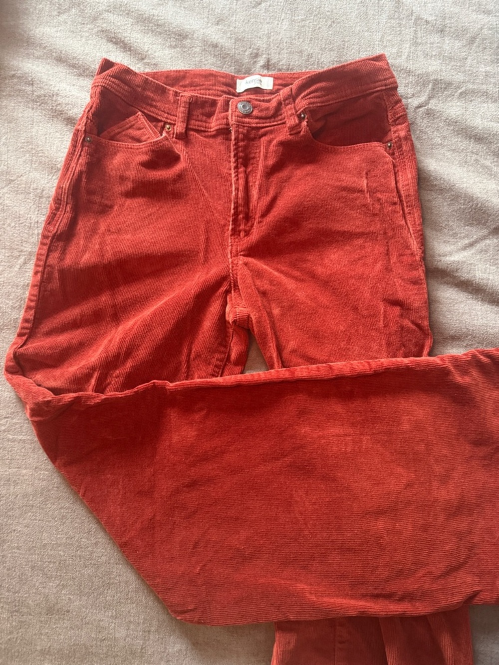 Kensie Corduroy Button-Front Pants in Burnt Orange